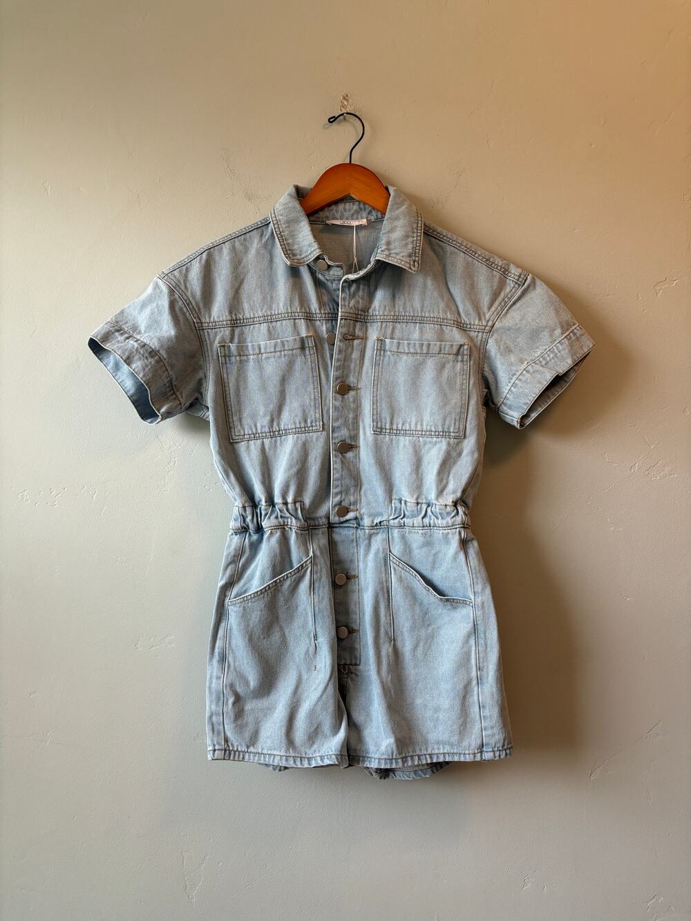 NWT Boutique Talulah Denim Field Suit Short Romper